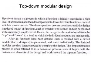 Topdown modular design Decoders nto2 n decoder logic