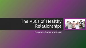 The ABCs of Healthy Relationships Awareness Balance and