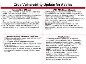 Crop Vulnerability Update for Apples Vulnerabilities Threats NPGS