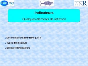 Indicateurs Quelques lments de rflexion Des indicateurs pour