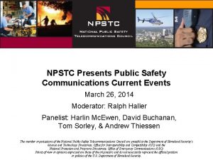 NPSTC Presents Public Safety Communications Current Events March