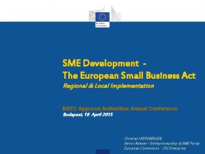 SME Development The European Small Business Act Regional