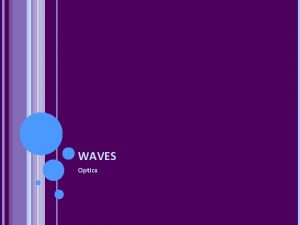 WAVES Optics WAVE BEHAVIOR 3 DIFFRACTION Diffraction is