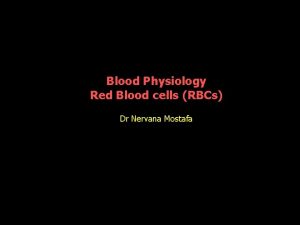 BLOOD PHYSIOLOGY LECTURE 2 Blood Physiology Red Blood