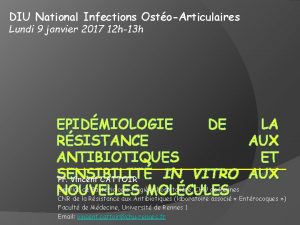 DIU National Infections OstoArticulaires Lundi 9 janvier 2017