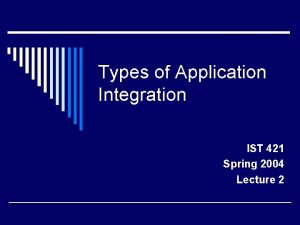 Types of Application Integration IST 421 Spring 2004