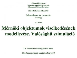 budai Egyetem Neumann Jnos Informatikai Kar Alkalmazott Matematikai