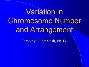 Variation in Chromosome Number and Arrangement Timothy G