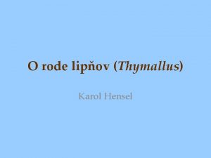 O rode lipov Thymallus Karol Hensel Podkme VERTEBRATA