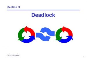 Section 9 Deadlock CSC 321 9 Deadlock 1