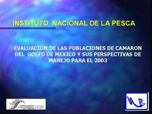 INSTITUTO NACIONAL DE LA PESCA EVALUACION DE LAS