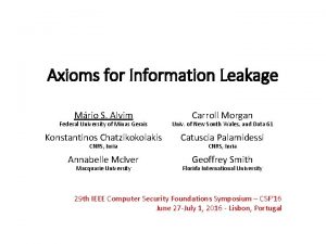 Axioms for Information Leakage Mrio S Alvim Carroll