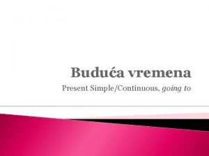 Budua vremena Present SimpleContinuous going to Ways of