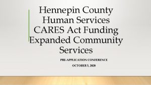 Hennepin County Human Services CARES Act Funding Expanded