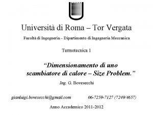 Universit di Roma Tor Vergata Facolt di Ingegneria