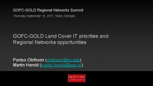 GOFCGOLD Regional Networks Summit Thursday September 14 2017