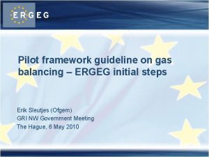 Pilot framework guideline on gas balancing ERGEG initial