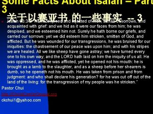 Some Facts About Isaiah Part 3 3 and