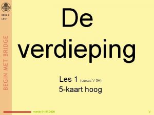 DEEL 2 LES 1 De verdieping Les 1