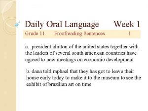 Daily Oral Language Grade 11 Proofreading Sentences Week