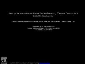 Neuroprotective and BloodRetinal BarrierPreserving Effects of Cannabidiol in