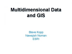 Multidimensional Data and GIS Steve Kopp Nawajish Noman
