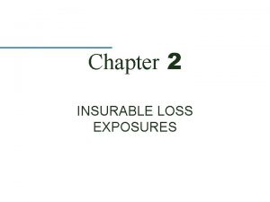 Chapter 2 INSURABLE LOSS EXPOSURES Characteristics of an
