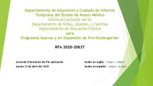 Departamento de Educacin y Cuidado de Infancia Temprana