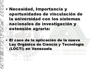 Necesidad Importancia y oportunidades de vinculacin de la