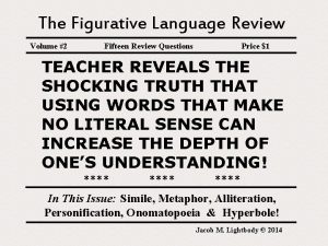 The Figurative Language Review Volume 2 Fifteen Review