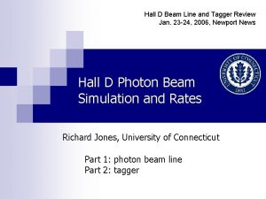 Hall D Beam Line and Tagger Review Jan