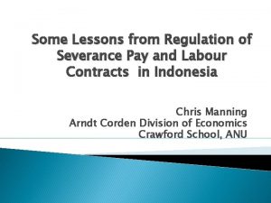 Some Lessons from Regulation of Severance Pay and