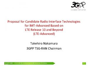 Proposal for Candidate Radio Interface Technologies for IMTAdvanced