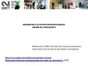 REFERENTIEL DACTIVITES PROFESSIONNELLES METIER DE CHERCHEURE Ralis par