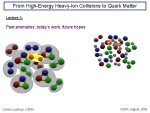 From HighEnergy HeavyIon Collisions to Quark Matter Lecture