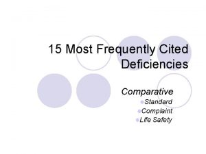 15 Most Frequently Cited Deficiencies Comparative l Standard