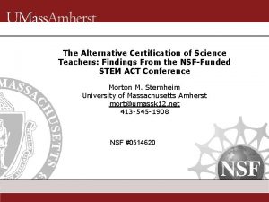 The Alternative Certification of Science Teachers Findings From