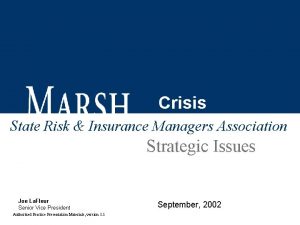 Crisis Consulting State Risk Insurance Managers Association Strategic