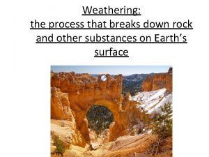 Weathering the process that breaks down rock and