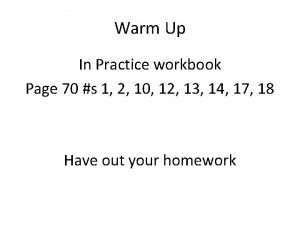 Warm Up In Practice workbook Page 70 s