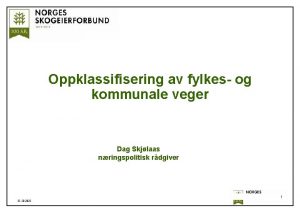 Oppklassifisering av fylkes og kommunale veger Dag Skjlaas