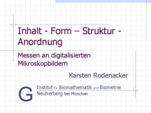 Inhalt Form Struktur Anordnung Messen an digitalisierten Mikroskopbildern