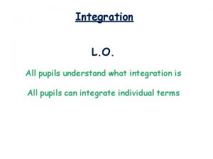 Integration L O All pupils understand what integration