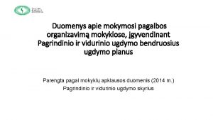 Duomenys apie mokymosi pagalbos organizavim mokyklose gyvendinant Pagrindinio