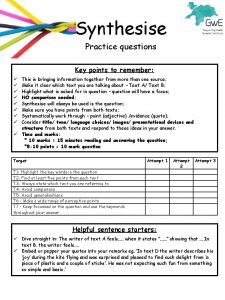 Synthesise Practice questions Key points to remember This