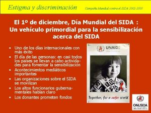 Estigma y discriminacin Campaa Mundial contra el SIDA