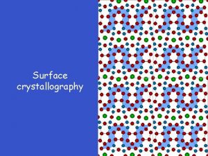 Surface crystallography From Elizabeth Wood Vocabulary of surface