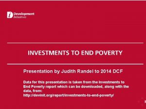 Presentation by Judith Randel to 2014 DCF Data