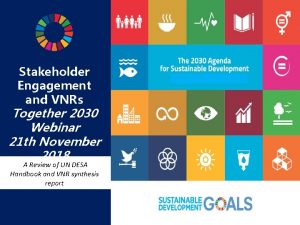 Stakeholder Engagement and VNRs Together 2030 Webinar 21