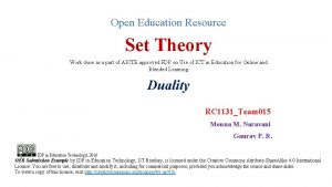 Open Education Resource Set Theory Work done as